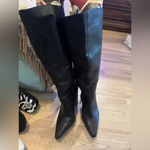 J lo 8 1/2 Black Leather Knee-High Boots